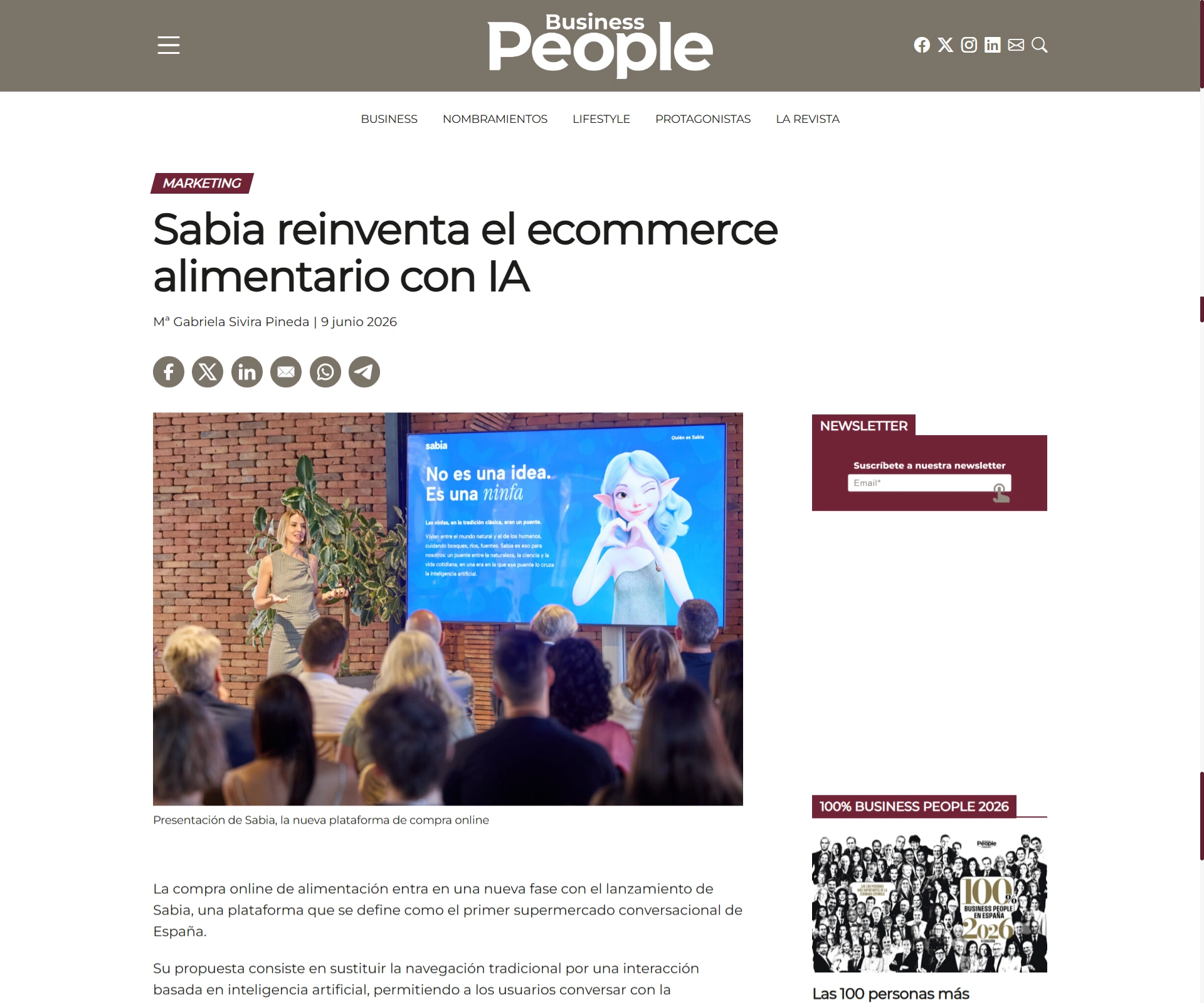 Business People: Sabia reinventa el ecommerce alimentario con IA