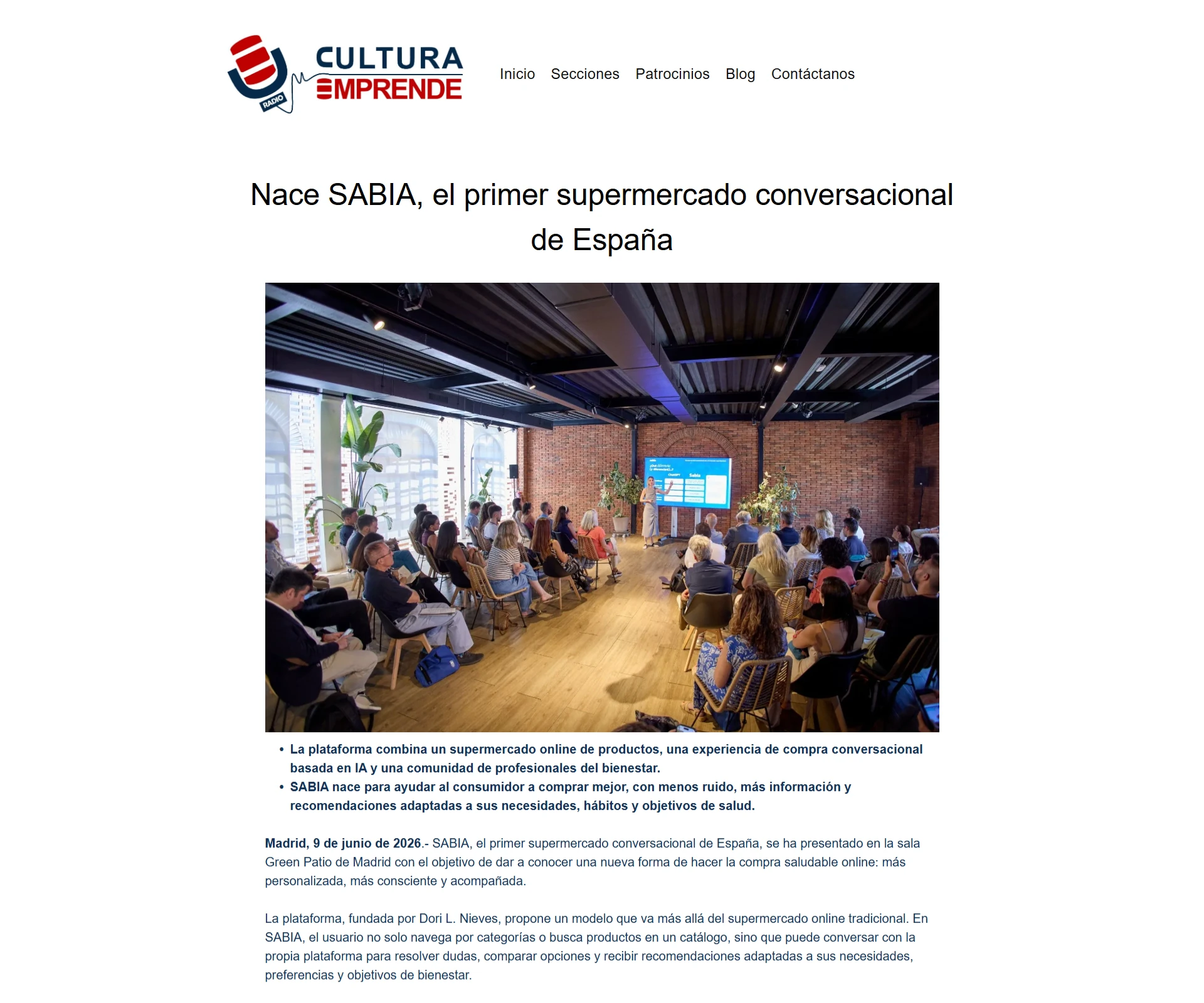 Cultura Emprende: Nace SABIA, el primer supermercado conversacional de España