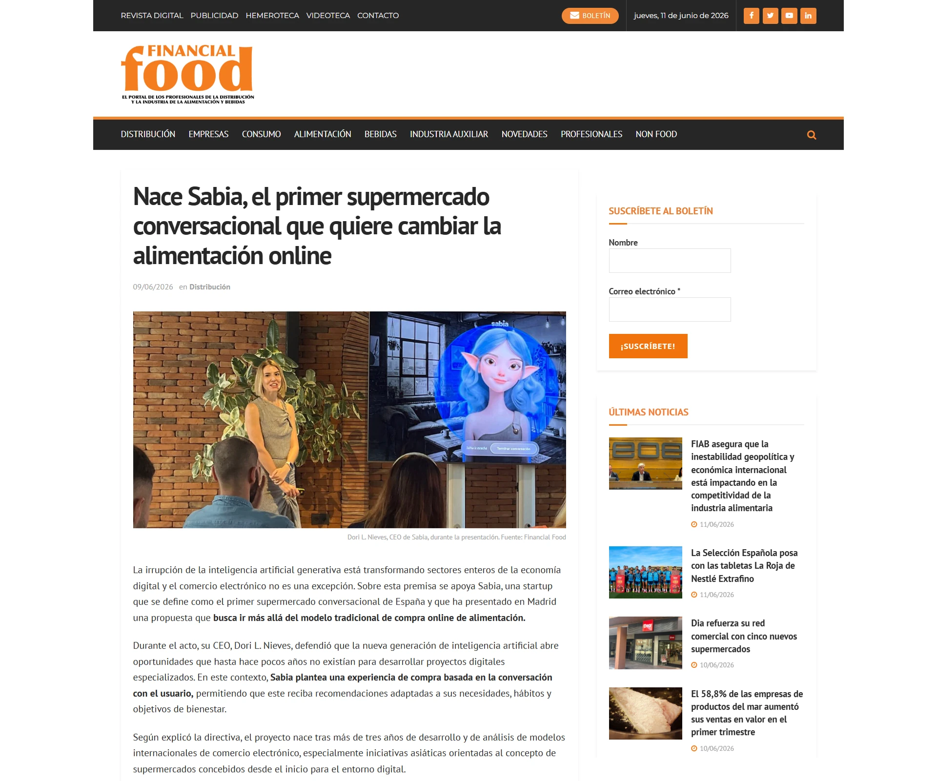 Financial Food: Nace Sabia, el primer supermercado conversacional